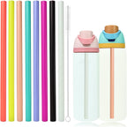 8Pcs Replacement Straws For Owala Freesip 24Oz 32Oz Bottle, Reusable Plastic Straws With Cleaning Cleaner Brush For Insulated Stainless Steel Water Bottle Tumbler Accessories(8 Color)