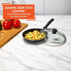 IMUSA Ceramic Nonstick Frying Pan with lid, Egg Pan, Omelet Pans, 6.3 Inch, Aluminium, Black