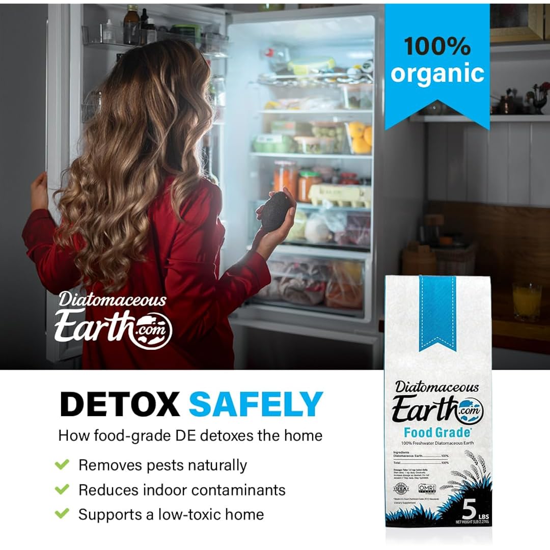 Diatomaceousearth Food Grade Diatomaceous Earth – 5Lb | 100% Organic, All-Natural Powder | Safe For Humans & Pets | Omri Listed For Organic Use