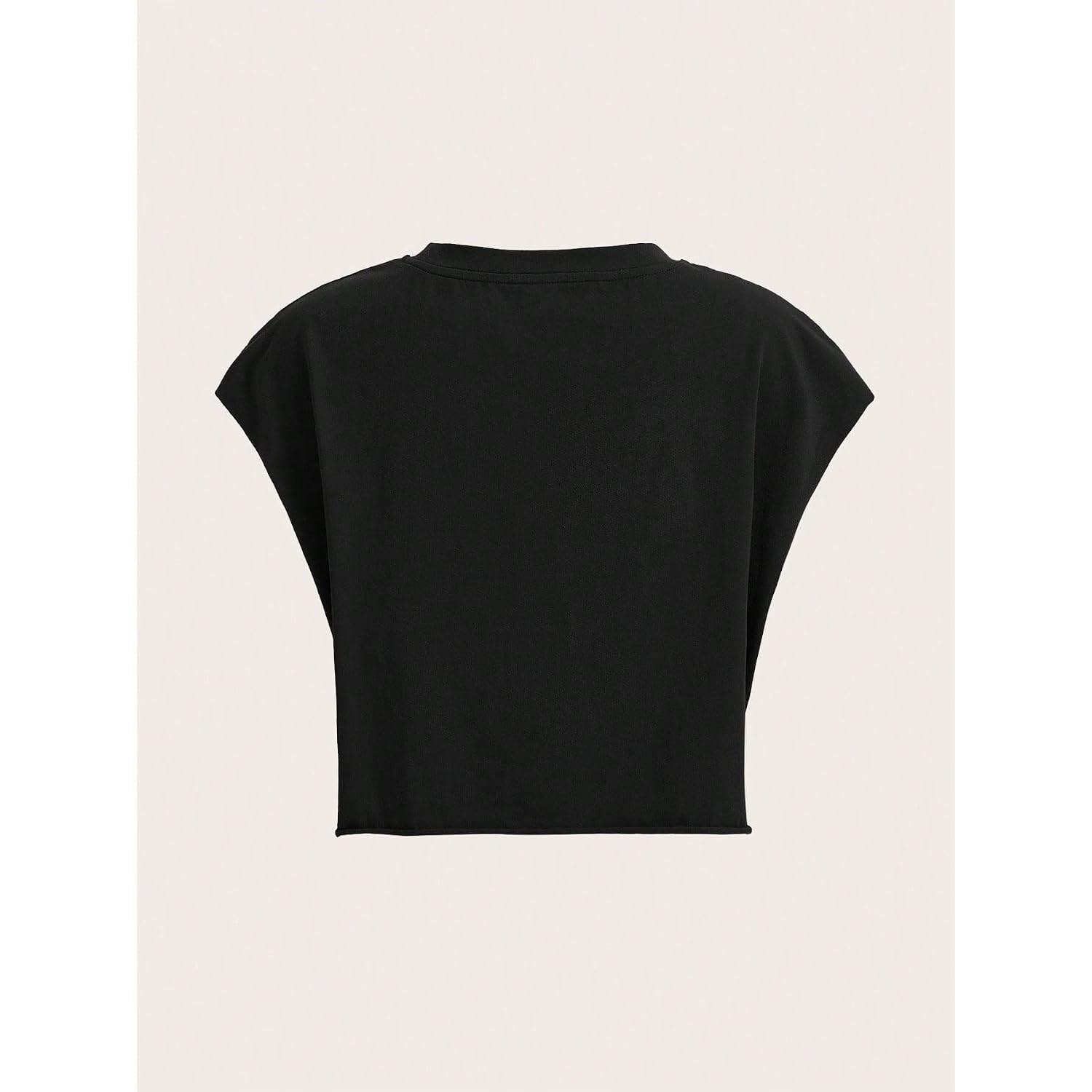 GORGLITTER Women's Graphic Print Cap Sleeve Crop Top Casual Round Neck Short Sleeve T-Shirt Black