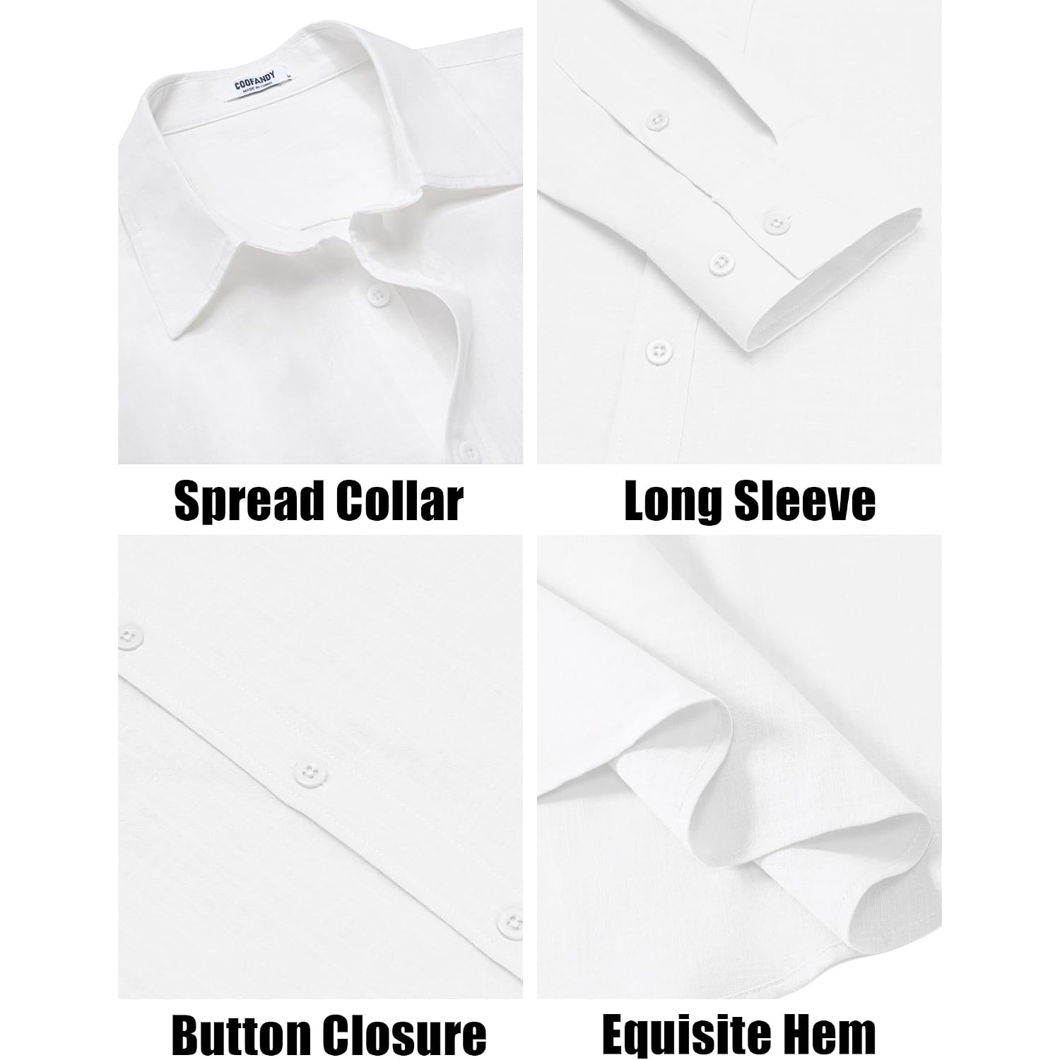 Coofandy Men'S Casual Button Down Shirts Long Sleeve Cotton Beach Wedding Shirt Summer Linen Shirt For Men