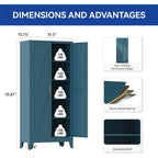 Cofar 71'' Tall Metal Storage Cabinet, Farmhouse Kitchen Pantry Cabinet With Doors And 4 Adjustable Shelves, Metal Pantry Storage Cabinets For Kitchen, Laundry, Peacock Blue 5-Tier