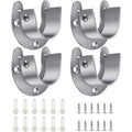 4 Packs Stainless Steel Wardrobe Bracket U-Shaped Rod Socket Flange 1-1/4" Diameter Heavy Duty Closet Rod Brackets End Supports For Closet Rod With Screws (Silver)