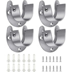 4 Packs Stainless Steel Wardrobe Bracket U-Shaped Rod Socket Flange 1-1/4" Diameter Heavy Duty Closet Rod Brackets End Supports For Closet Rod With Screws (Silver)