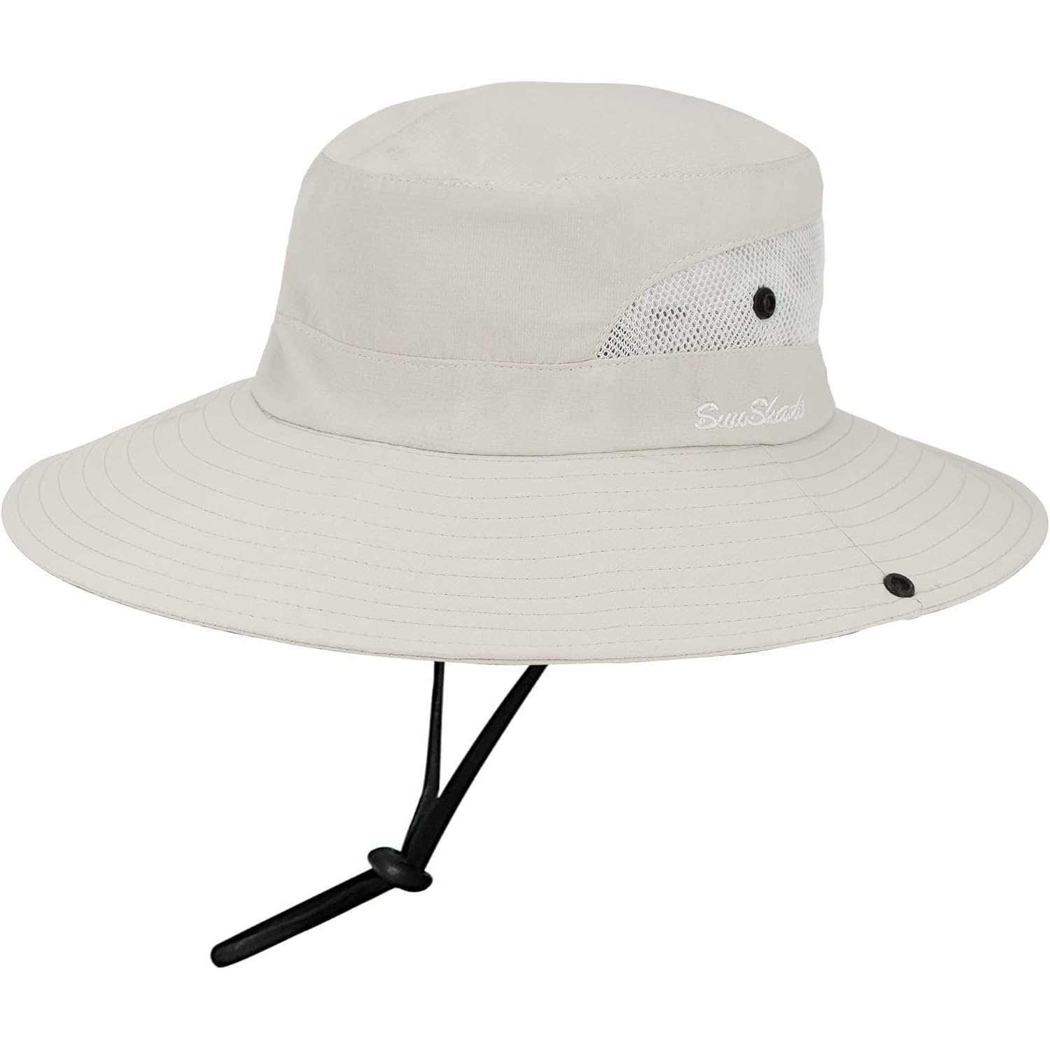 Women's Outdoor UV-Protection-Foldable Sun-Hats Mesh Wide-Brim Beach Fishing Hat with Ponytail-Hole