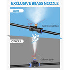 20 Pack Brass Misting Nozzles & 5 Pack Tee Misters | Nozzles Replacements For 1/4 Inch Tubing, For Outdoor Patio Cooling, Garden Watering, Fan Mist System