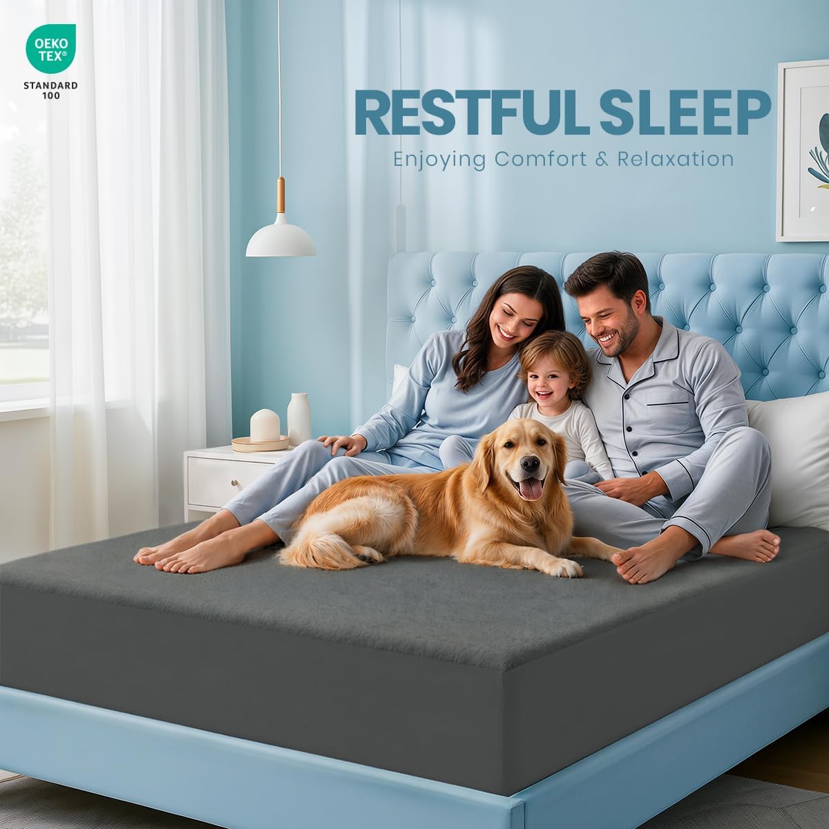 Utopia Bedding Queen Size Mattress Protector Waterproof, Premium 200 Gsm Terry Mattress Cover, Soft & Breathable Bed Cover, Fitted Sheet Style Stretchable Deep Pockets 17" (Gray)