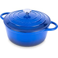 Nuovva Enamelled Cast Iron Dutch Oven Pot with Lid-6.4 Quart Non Stick Casserole Pot-Heavy Duty & Oven Safe up to 500° F for Bread Baking, Braising, Stews, Roasting - 28cm Dark Blue