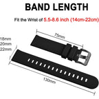 Bisonstrap Silicone Watch Bands, Slim Watch Straps With Quick Release, 22Mm, Black With Black Buckle