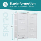 Olixis Dresser For Bedroom, 8 Storage Drawers, Tall Fabric Tower Organizer | Large Dresser For Closet, Chest Of Drawers With Metal Frame Wooden Top For Nursery, Living Room, Entryway, White