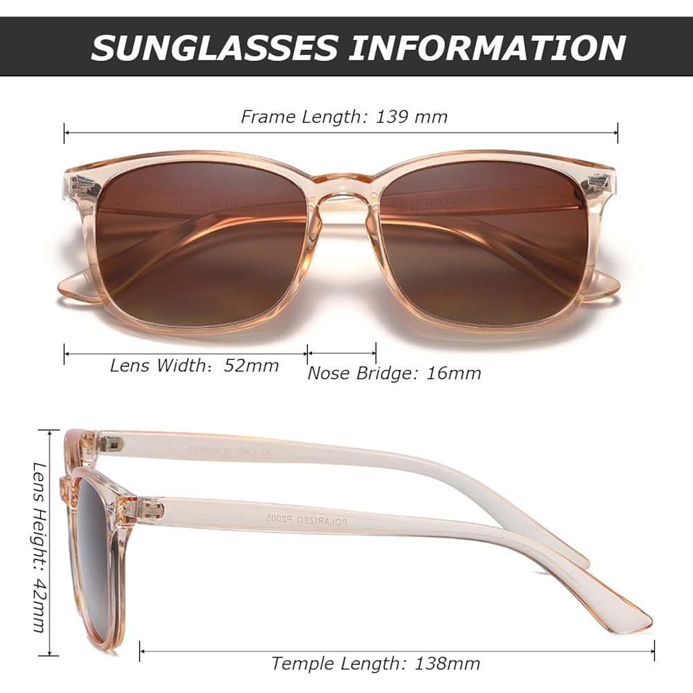 DUSHINE Polarized Sunglasses for Women Classic Retro Style UV400 Protection Vacation Beach Outfits Fashion Sunnies