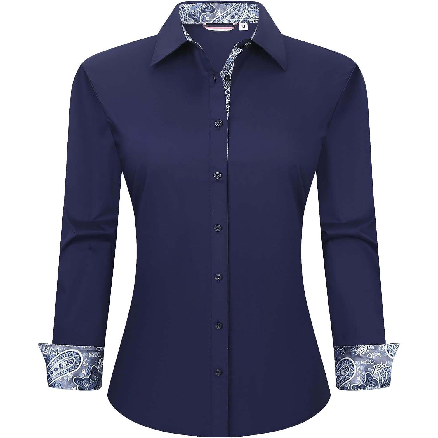 Esabel.C Womens Dress Shirts Cotton Long Sleeve Regular Fit Stretch Button Down Blouse