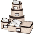 China Storage Containers 5-Piece Set Moving Boxes For Dinnerware, Glasses, Plates, Mugs And Saucers Sturdy Quilted Microfiber Dish Organizer With Dividers For Seasonal Storage - Holds Set Of 12
