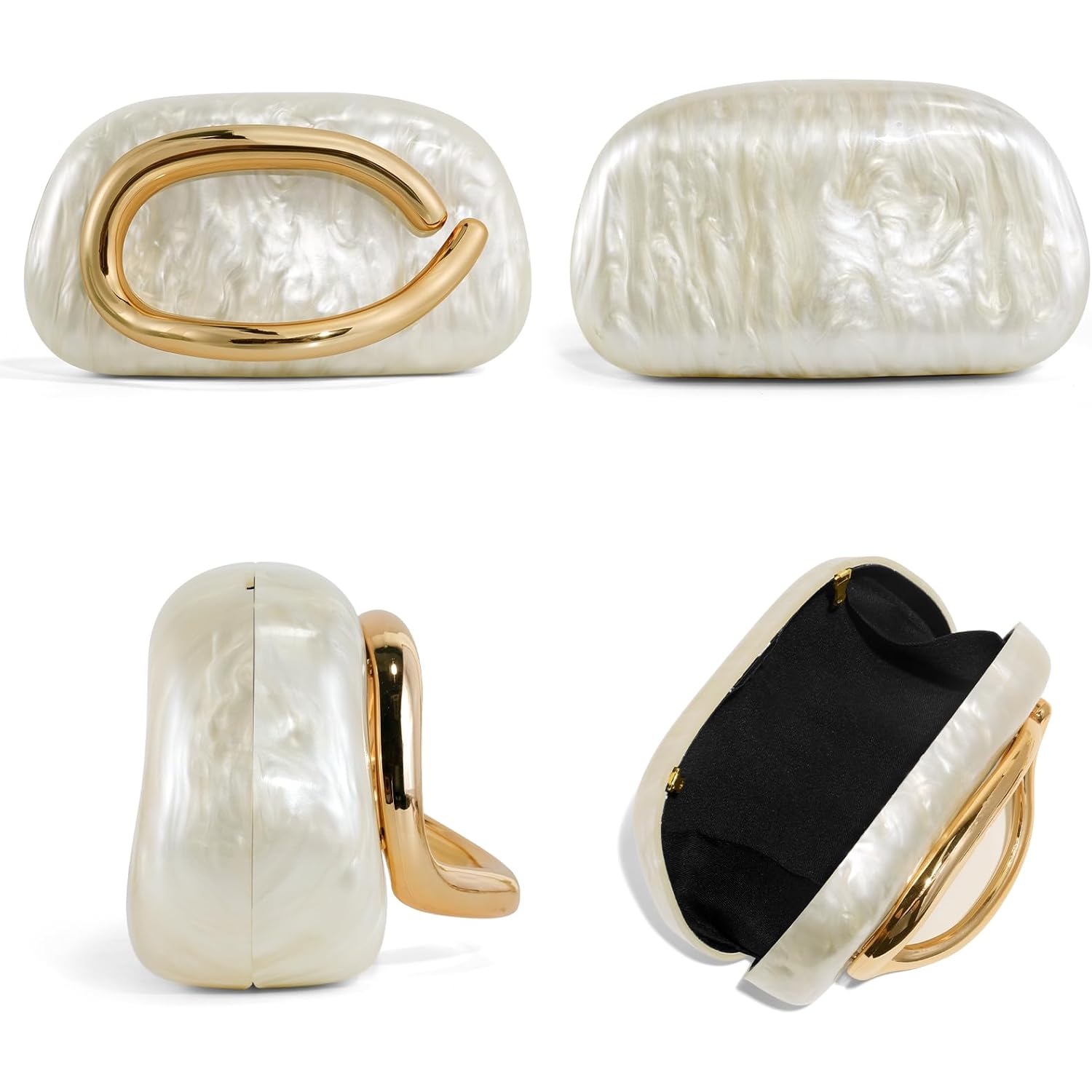 Clutch Purses for Women Formal, PU Leather/Marble Acrylic Evening Bags with Chain, Trendy Metal Handle Purses 2025