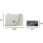 Gm Likkie Quilted Shoulder Bag For Women, Medium Flap Crossbody Handbag With Chain Strap, Soft Vegan Leather Clutch Purse