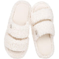 Everfoams Women'S Fuzzy Open Toe Slippers Comfy Soft Memory Foam Indoor House Shoes
