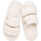 Everfoams Women'S Fuzzy Open Toe Slippers Comfy Soft Memory Foam Indoor House Shoes