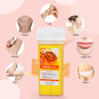 Roll On Wax, Honey Hair Removal Wax Cartridge, Depilatory Wax Roller Refill, 4 Pack - 100% Natural Material, Dermatologically Tested, Easy & Safe to Use, For Body Waxing, Leg and Arms