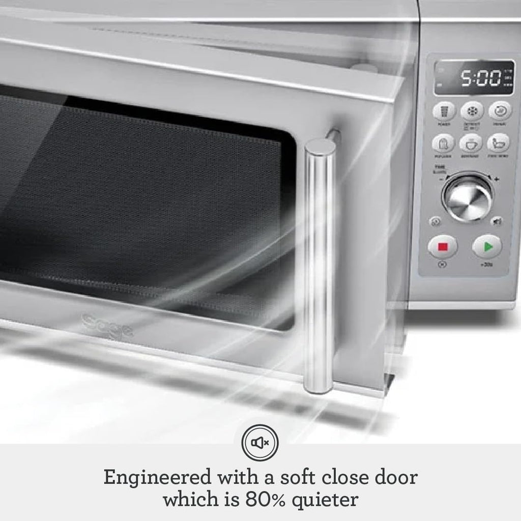 Breville Bmo650Sil Compact Wave Soft Close Countertop Microwave Oven, Silver