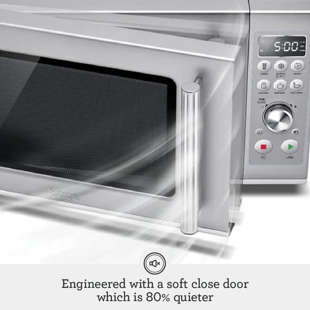 Breville Bmo650Sil Compact Wave Soft Close Countertop Microwave Oven, Silver