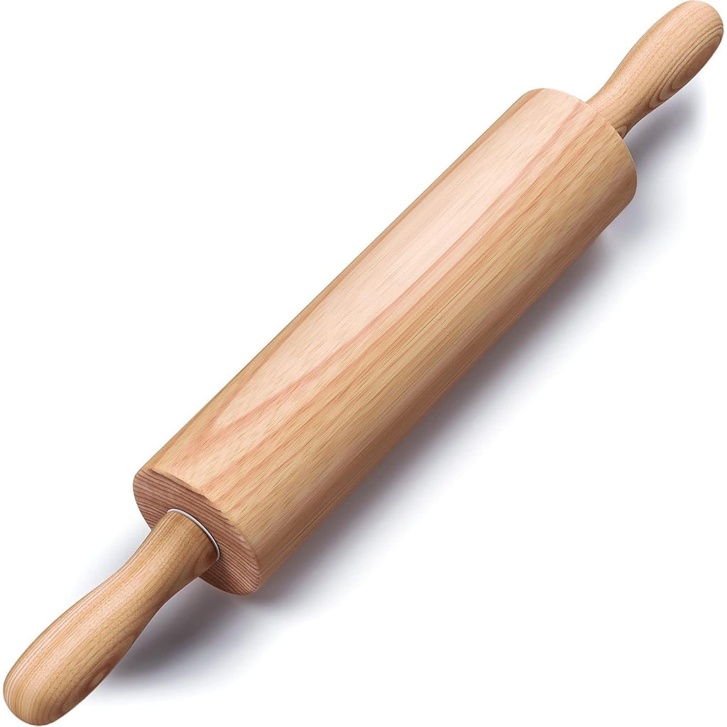 Wooden Rolling Pin – Classic Beech Wood Dough Roller For Baking Pizza, Pastry, Bread, And Cookies