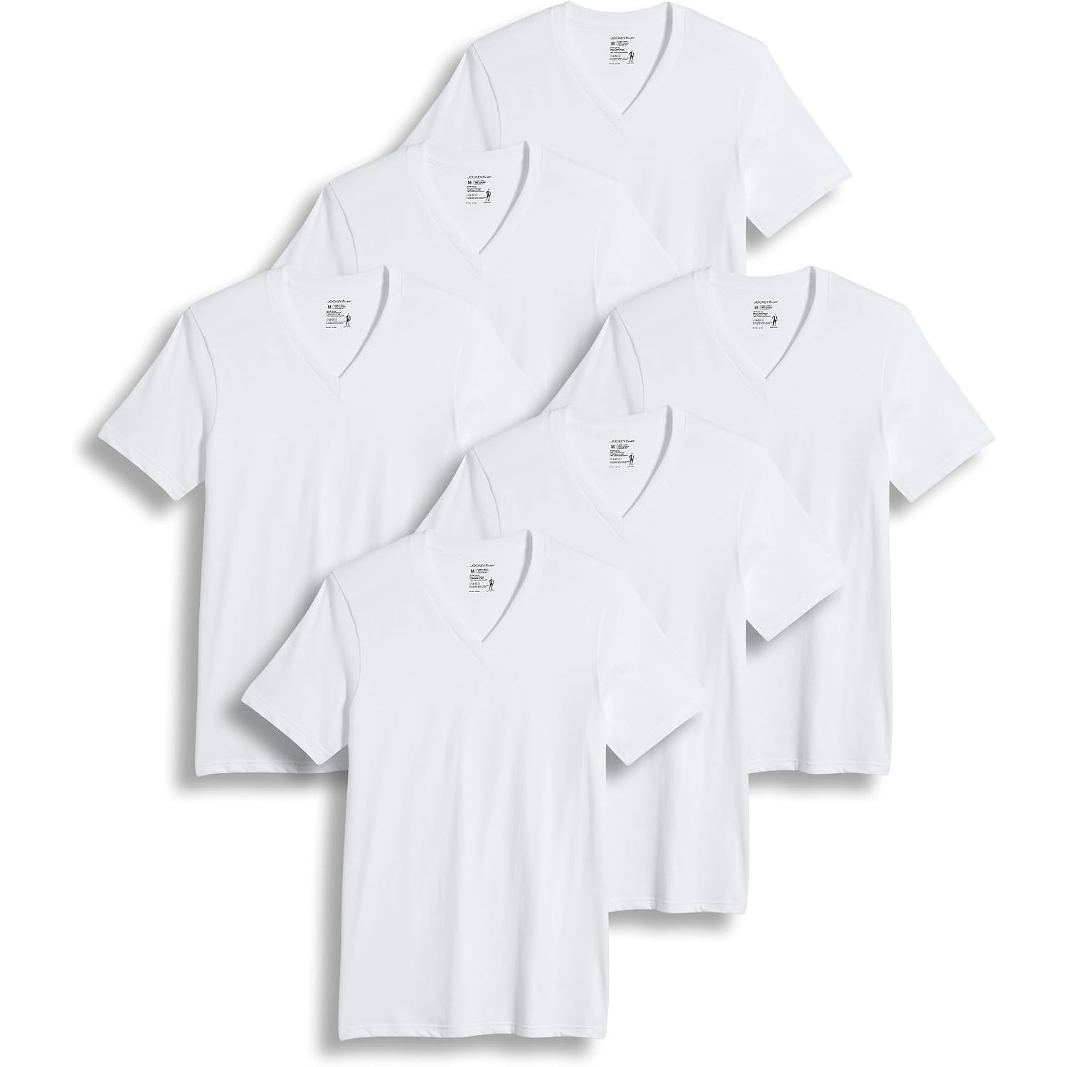 Jockey Big & Tall Classic V-Neck Undershirt- 6 Pack - 100% Cotton T-Shirts For Men