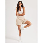 Modal Soft Relaxed Shorts with Pockets for Women High Wasit Casual Shorts