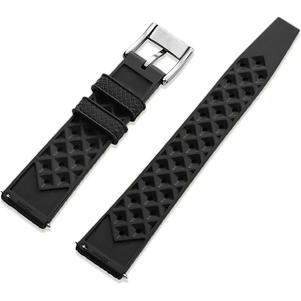 Fkm Rubber Watch Strap Quick Release Tropical Style Fluororubber 18Mm 19Mm 20Mm 21Mm 22Mm Soft Breathable Durable Fkm Rubber Watch Band Universal Replacement Band Strap For Men Women