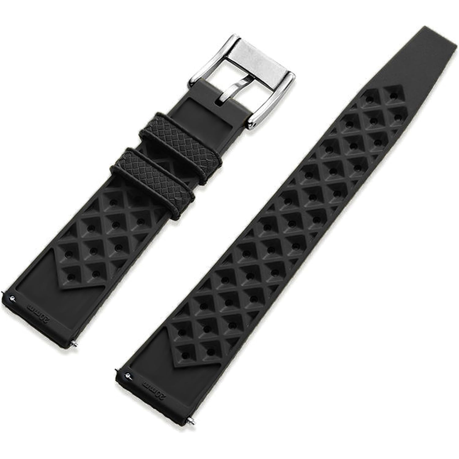 Fkm Rubber Watch Strap Quick Release Tropical Style Fluororubber 18Mm 19Mm 20Mm 21Mm 22Mm Soft Breathable Durable Fkm Rubber Watch Band Universal Replacement Band Strap For Men Women