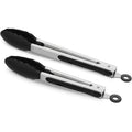 2 Pack Black Kitchen Tongs, Premium Silicone Bpa Free Non-Stick Stainless Steel Bbq Cooking Grilling Locking Food Tongs, 9-Inch & 12-Inch