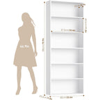 Fotosok 6-Tier Open Bookcase And Bookshelf, Freestanding Display Storage Shelves Tall Bookcase For Bedroom, Living Room And Office, White