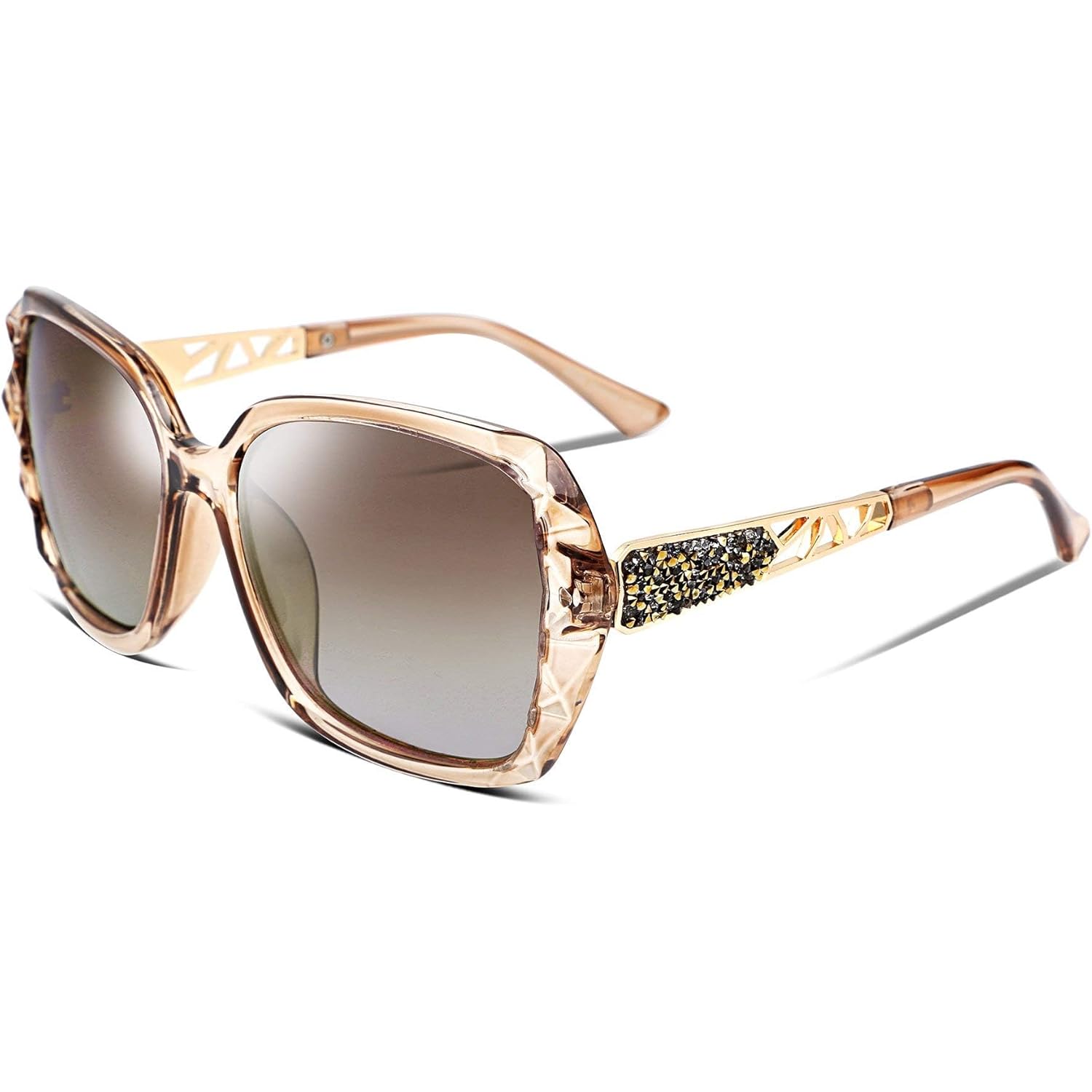 FEISEDY Polarized Women Square Sunglasses Sparkling Composite Shiny Frame B2289