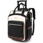 Rolling Backpack For Women, Travel Backpack With Wheels, Dual-Opening Wheeled Laptop Backpack, Stylish Rolling Laptop Bag, Overnight Underseat Carry On Luggage For College Business Work, Beige Brown