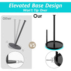Paper Towel Holder Countertop, Standing Paper Roll Holder with Anti Slip Weighted Base, Stainless Steel Freestanding Paper Towel Holder for Kitchen, Black