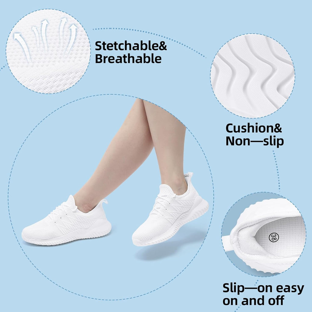 Ppq Womens Slip On Walking Shoes，Memory Foam Lightweight Comfort Casual Workout Shoes,Yoga Or Tennis Or Running Sneakers