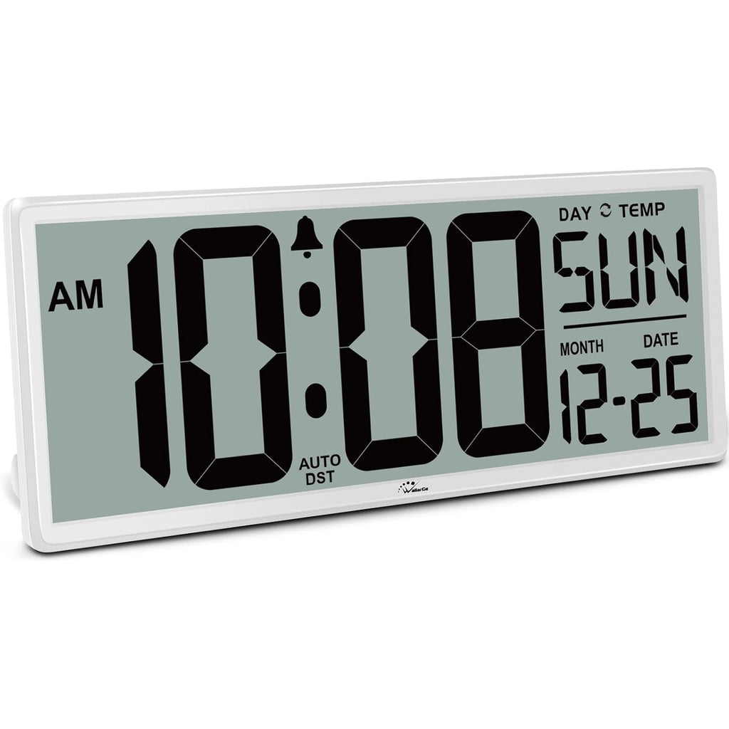 14.5'' Large Digital Wall Clock Battery Operated With Jumbo Numbers, Temperature And Date - Easy To Read And Set, Auto Dst