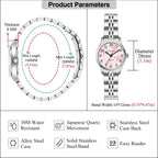 Easy Reader Watch for Women with Solid Stainless Steel Band Ladies Dress Watch Water Resistant