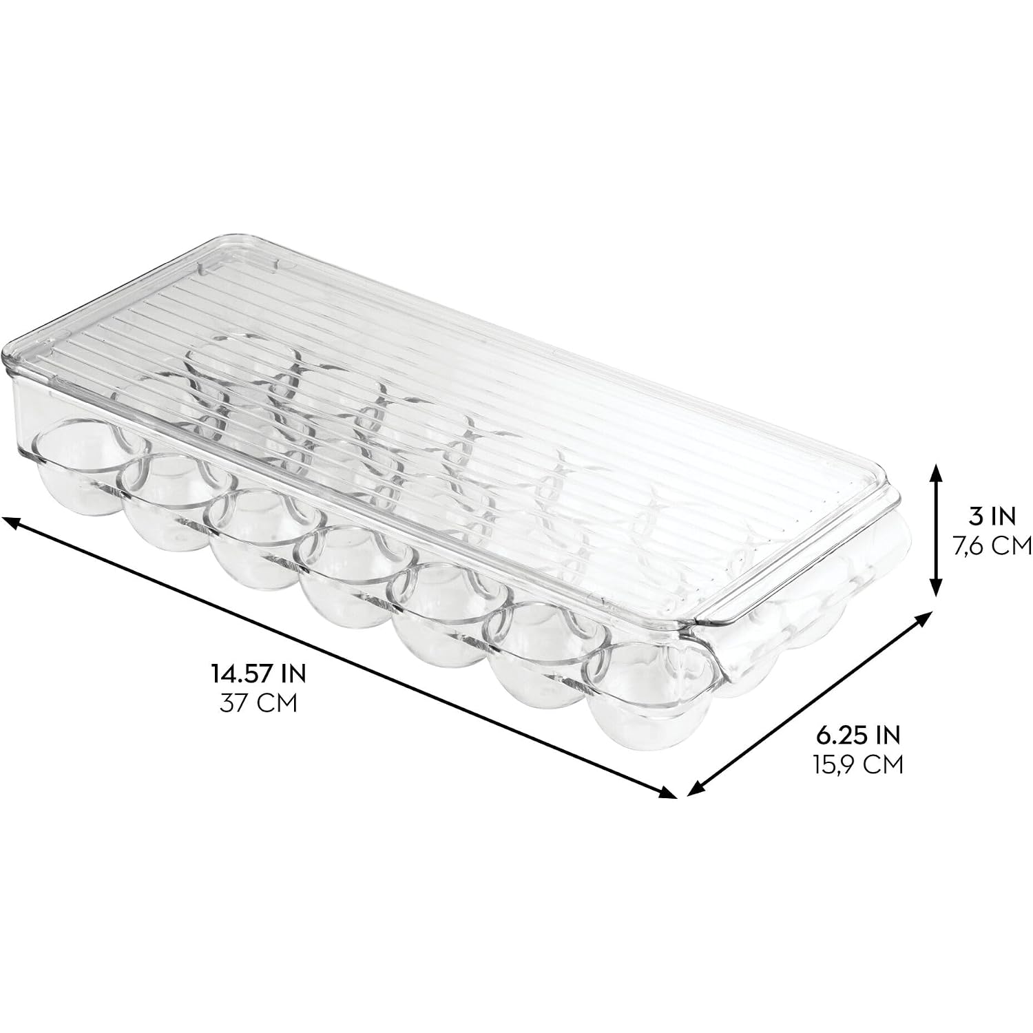 Idesign Clear Plastic Egg Holder For Fridge With Lid, 21 Egg | Storage Container, Organizer Bin