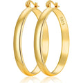 Apsvo Hoop Earrings for Women, 5mm Wide 14K Gold Plated/Silver Hoop Earring Hypoallergenic 925 Sterling Silver Earrings Lightweight Large Earrings for Women