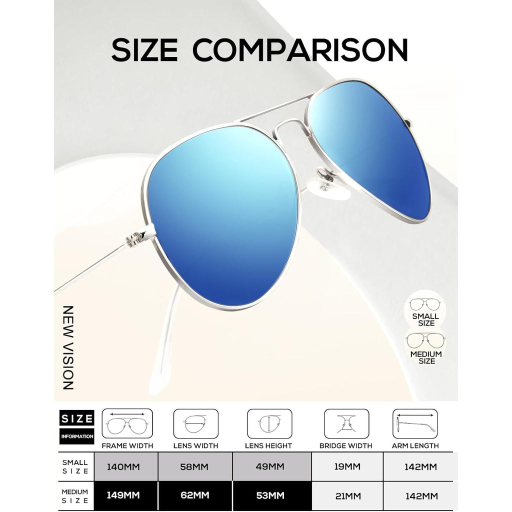 KALIYADI Classic Aviator Sunglasses for Men Women Driving Sun glasses Polarized Lens UV Blocking E (2 Pack) Blue/Pink