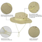 Unisex Wide-Brim Sun-Boonie-Hat Safari Foldable Fishing-Hat Upf Bucket-Hat