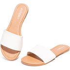 Fitory Women'S Slide Sandals Fashion Round Toe With Classic Single Strap Slippers For Summer