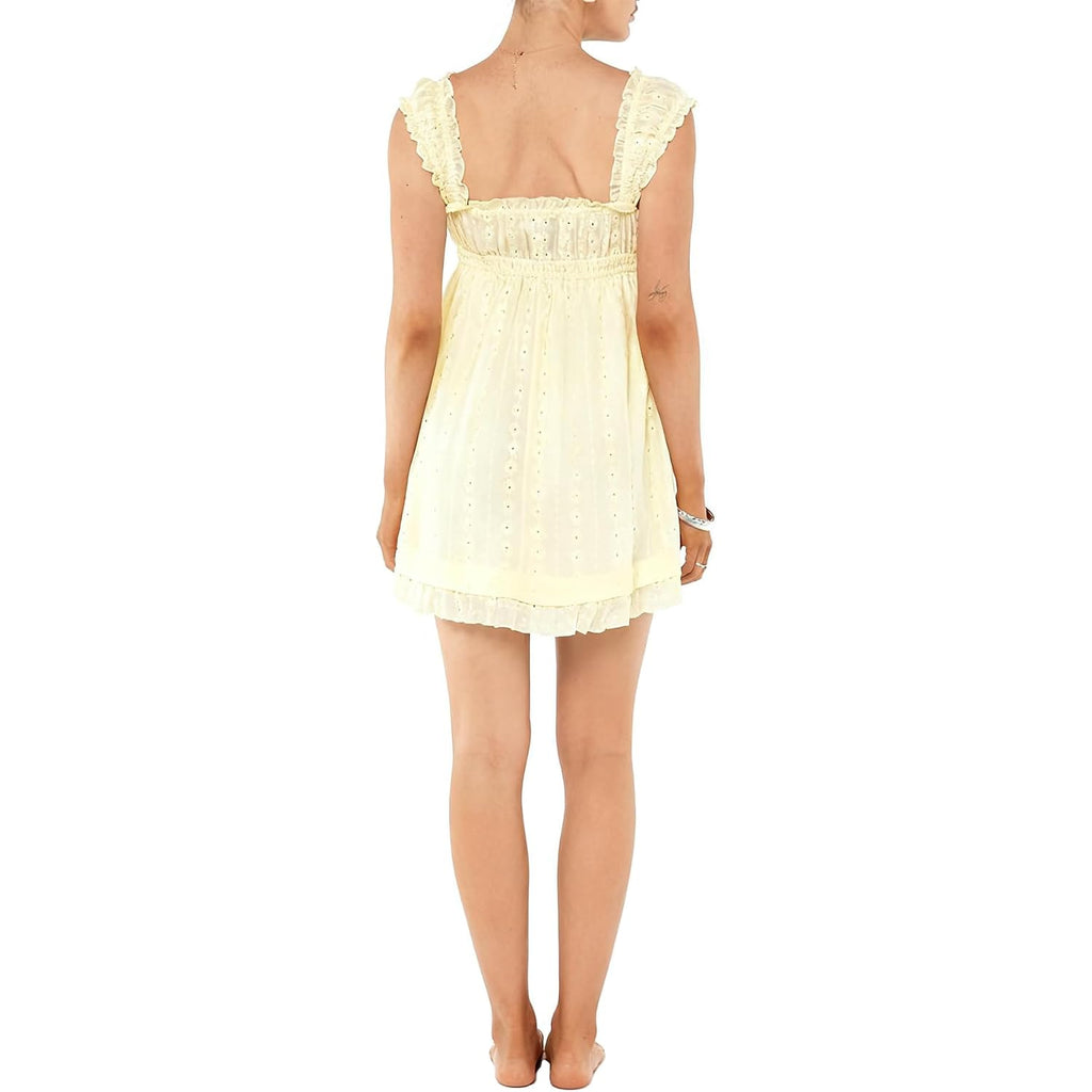 Women'S Summer Babydoll Mini Dress Spaghetti Strap Sleeveless Party Short Y2K Swing Dresses A Line Sundress