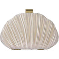 QWINEE Women's Shell Shaped Clutch Purse Ruched Mini Crossbody Bag Elegant Evening Handbag with Chain Strap