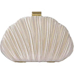 QWINEE Women's Shell Shaped Clutch Purse Ruched Mini Crossbody Bag Elegant Evening Handbag with Chain Strap