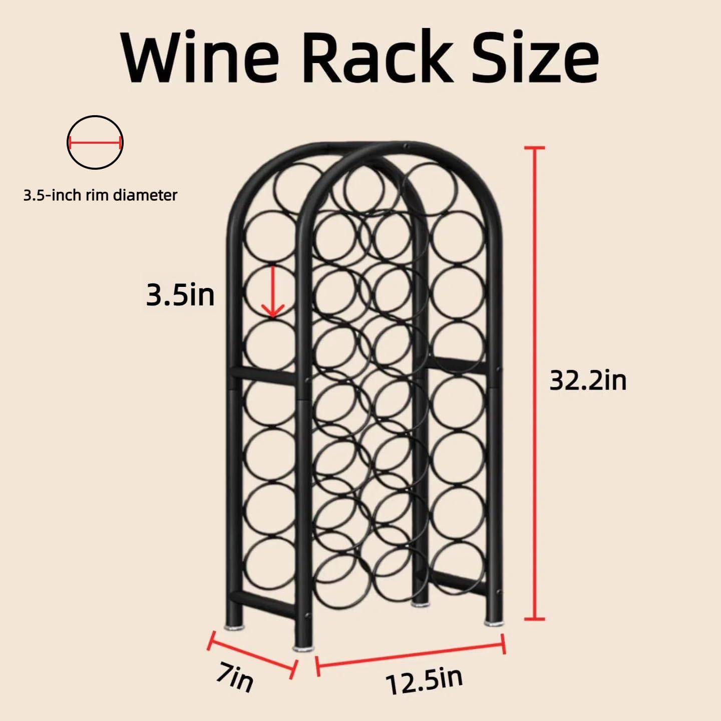 Wine Rack Freestanding Floor 23 Bottle Metal Wine Holder Organizer | Wine Rack Freestanding Floor Large Capacity Wine Storage Organizer For Home Bar Kitchen