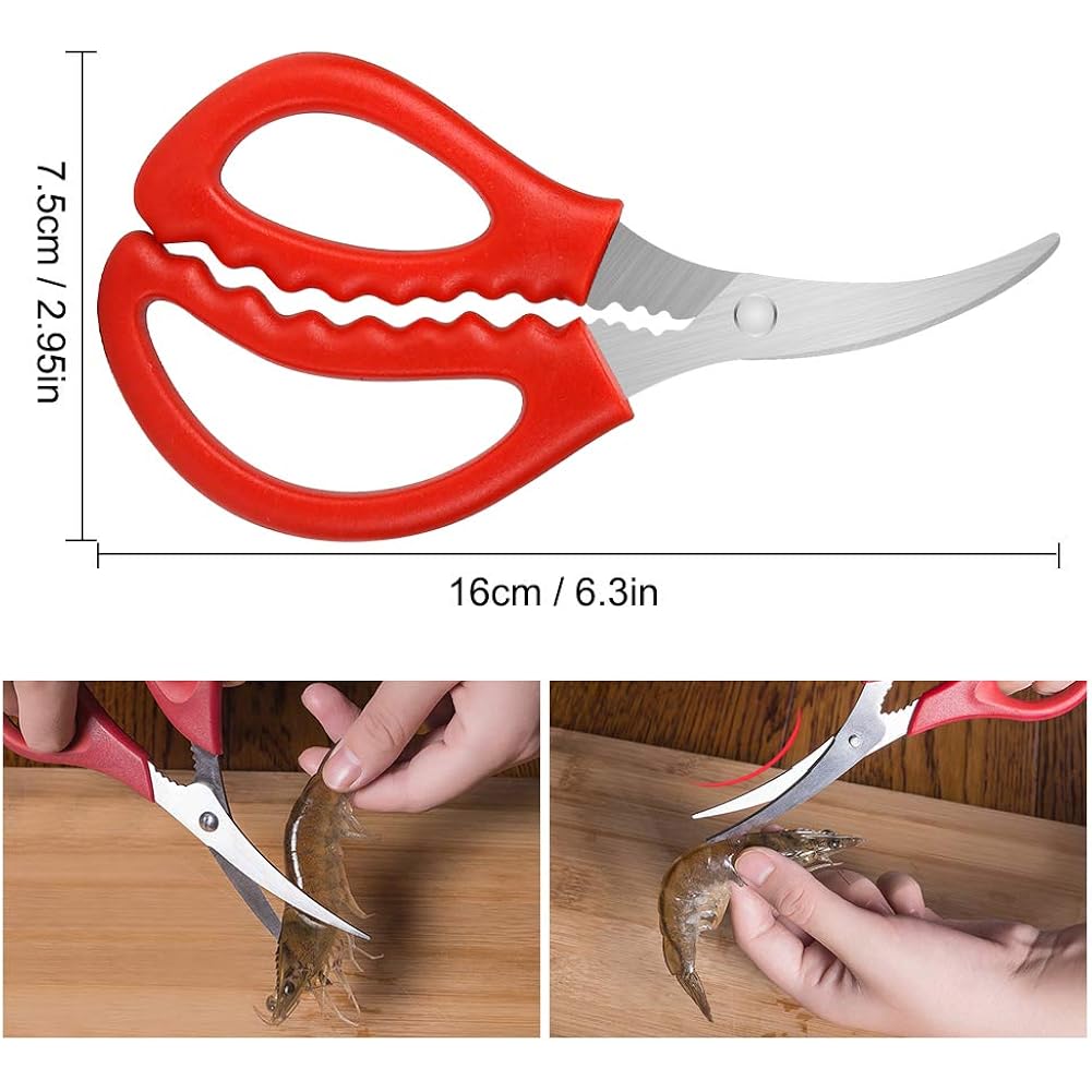 Calary 8Pcs Seafood Scissors Crab Scissors Seafood Shears Multifunctional Crab Leg Crackers And Tools