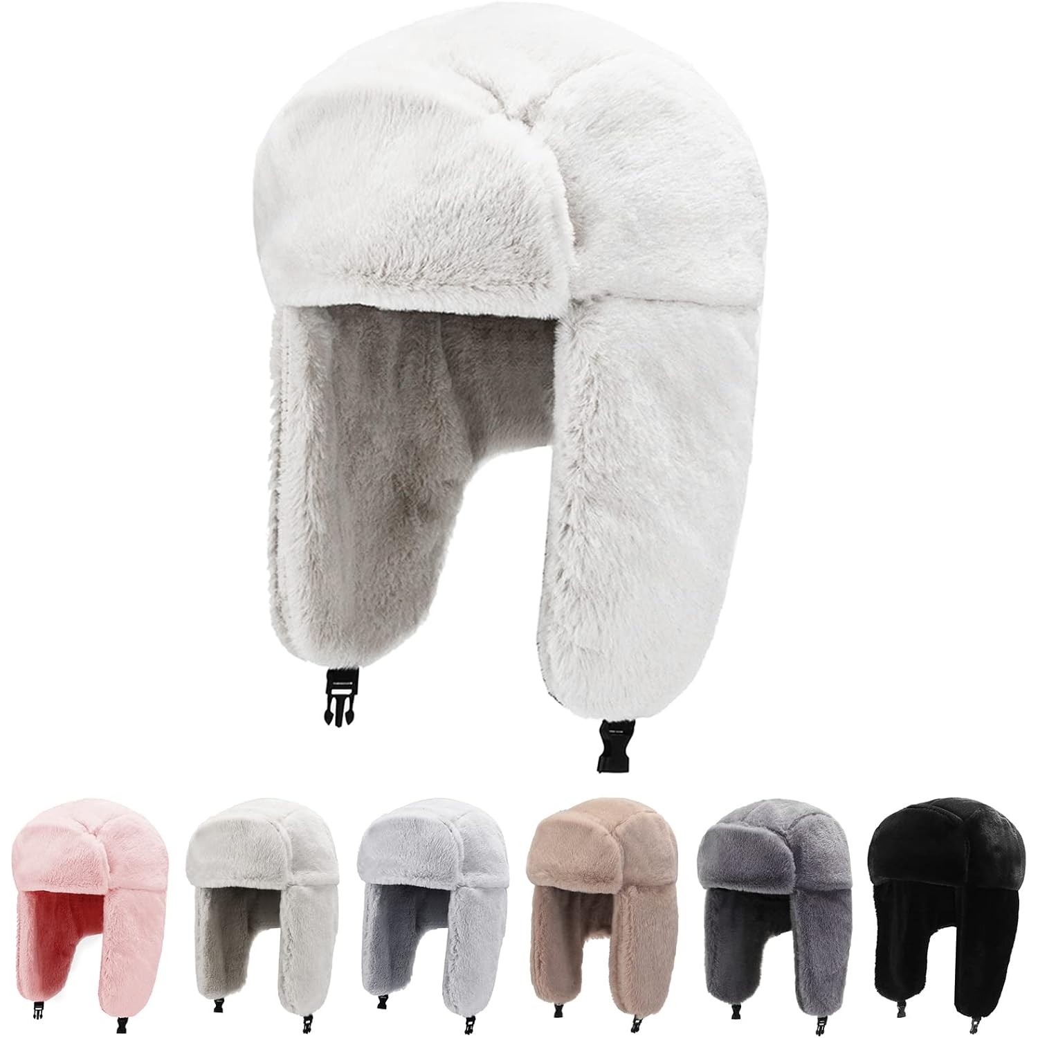 Peicees Winter Hats for Men Womens Fur Hats Russian Ushanka Trapper Hat with Ear Flaps Warmer for Adult