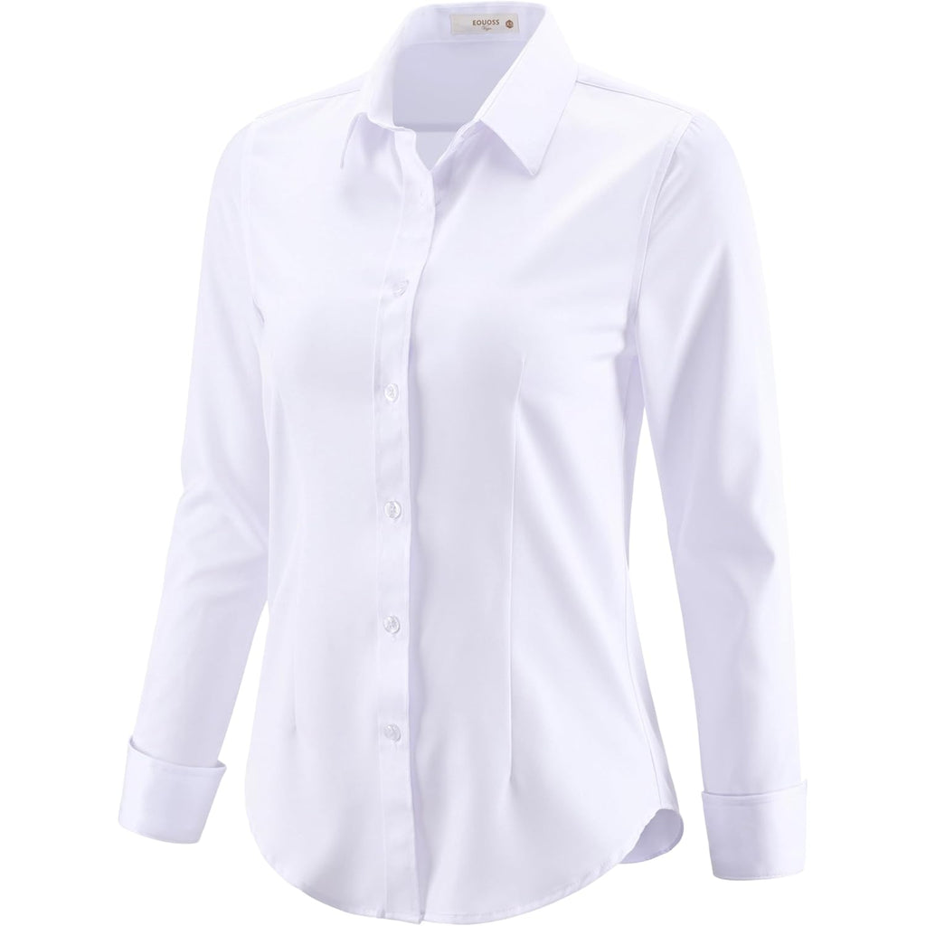 Button Down Shirts for Women Dress Shirts Long Sleeve Stretch Wrinkle Free Work Solid Casual Office Blouses Top