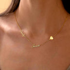Elemtansy Mothers Day Custom Name Necklace with 1-3 Tiny Names - 18K Gold-Plated Family Necklace Personalized with Heart, Cross, Paw Print - Birthday Jewelry Gifts for Mom, Wife